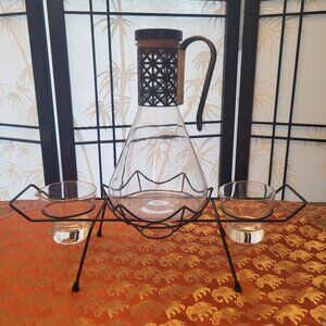 Rare Atomic 60s Pyrex Coffee Carafe & Warmer w/ Cream and Sugar